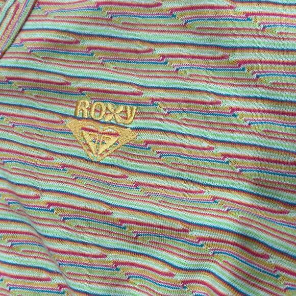 Y2K Roxy Quiksilver Hoodie Tee–Psychedelic Wavy Stripes–Surf Skate Style –Size L - Picture 2 of 6